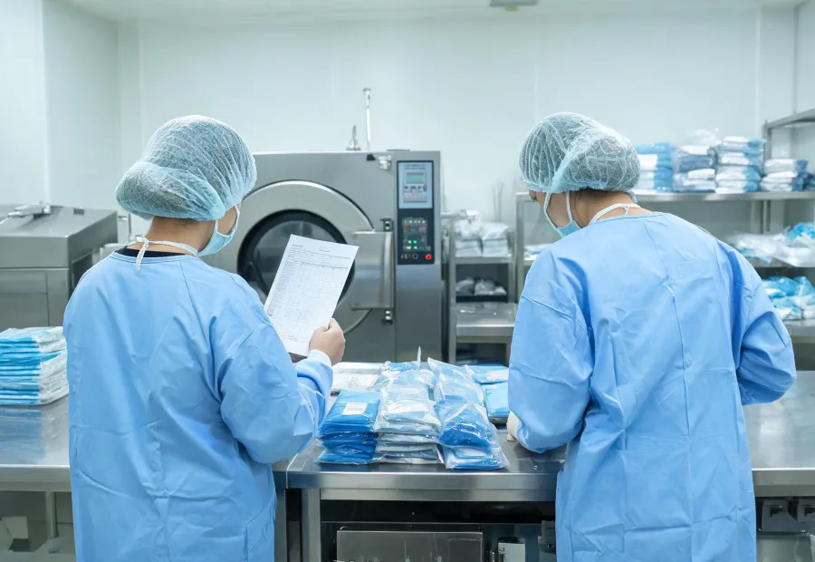 CSSD staff validating sterilizer cycle documentation