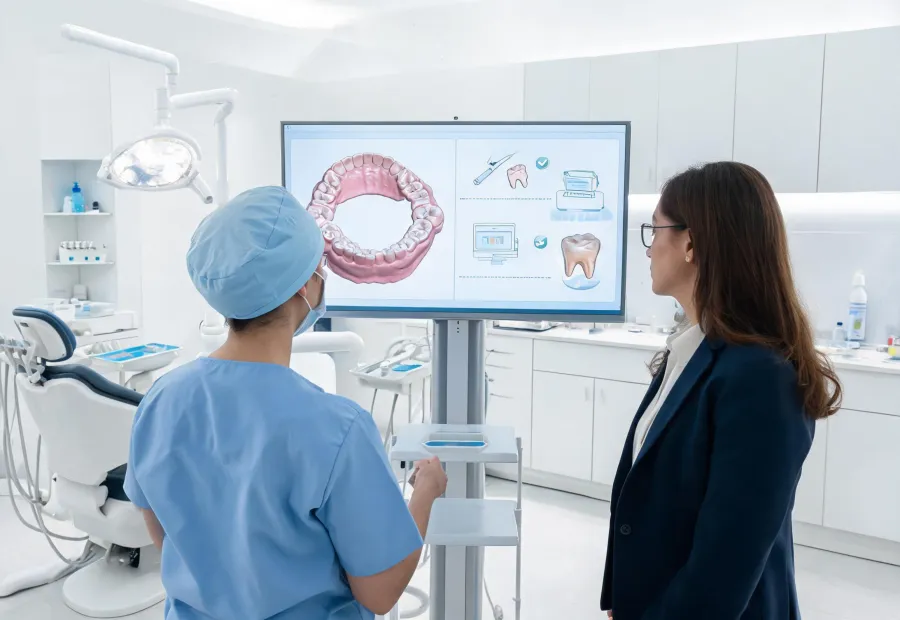 Dental practice reviewing scanner and mill workflow timing